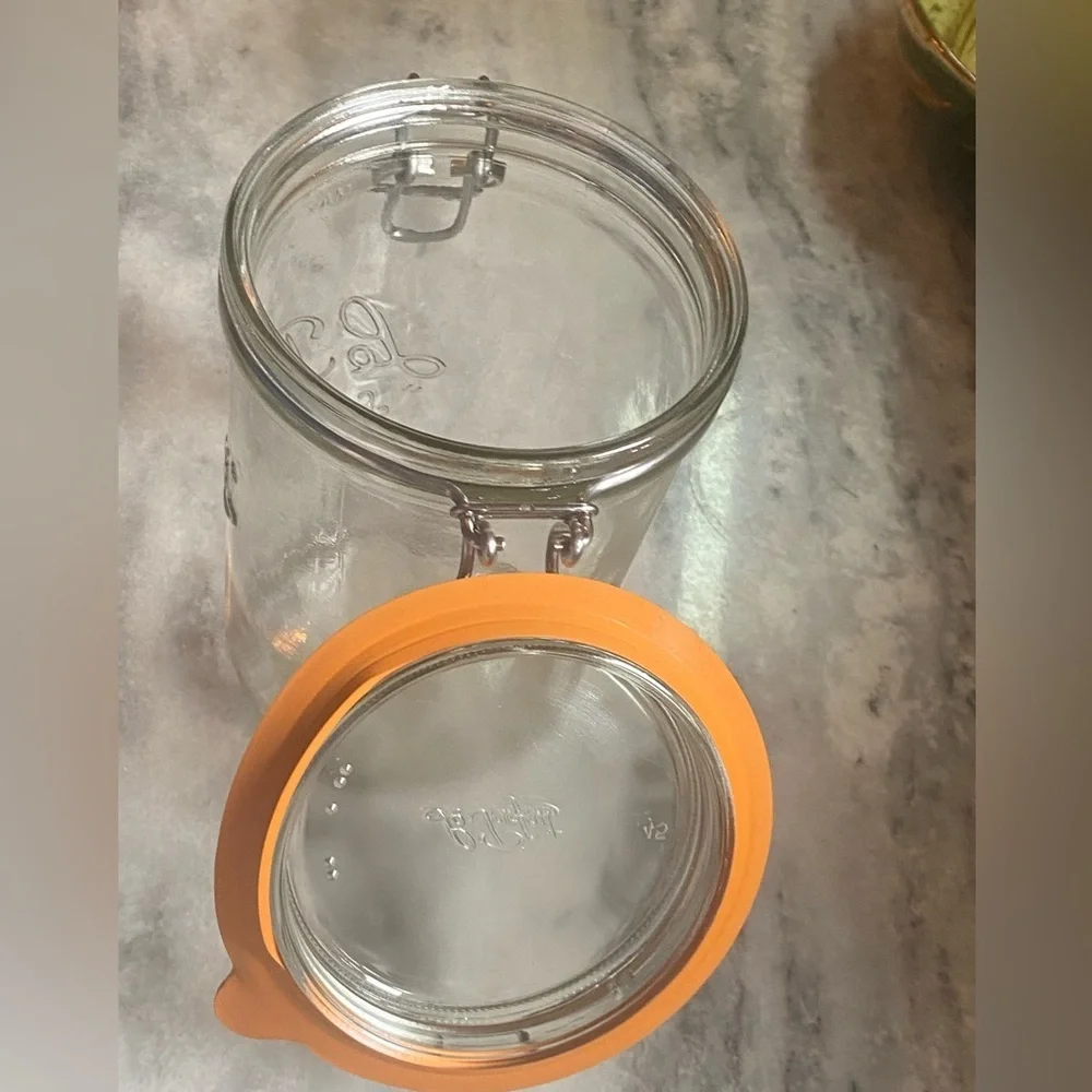 Le Parfait Clamp Lid Glass Jar w/ Orange Gasket Storage Canister